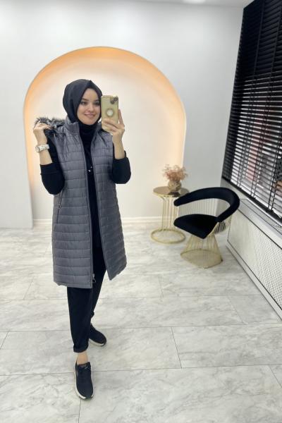 Jasmin Şişme Yelek Gri