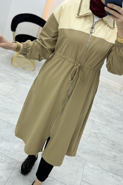 Marcha Fermuarlı Trenç Camel