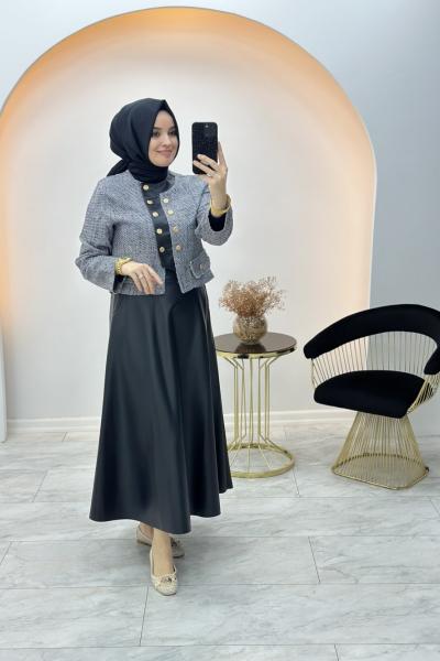 Tüvit Etekli Takım Gri