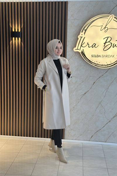 İthal Gabardin Trenç Kaşe Bej