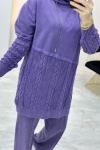 Örme Tiriko Detaylı Takım Lila