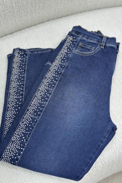 Taş Detaylı Pantolon Lacivert