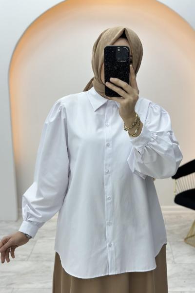 Balon Kol Gömlek Beyaz