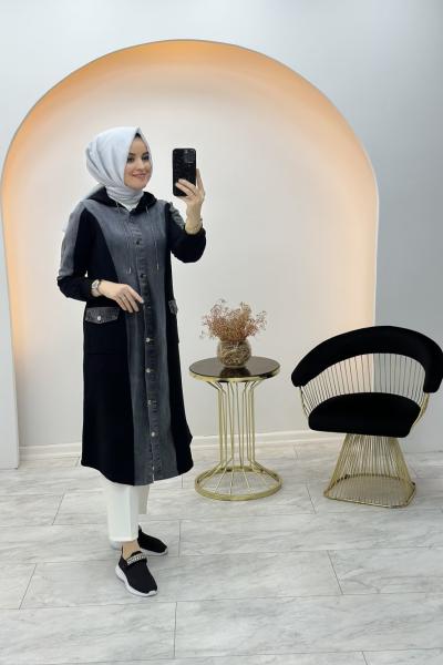 Kot Detaylı Kap Siyah