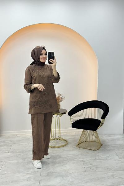 Ayşem Pamuk Takım Kahverengi