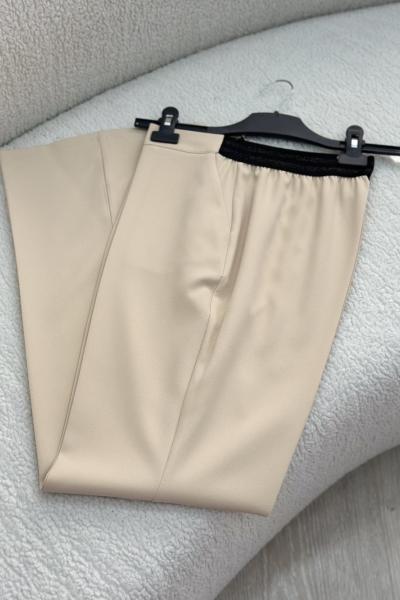 İspanyol Paça Pantolon Krem