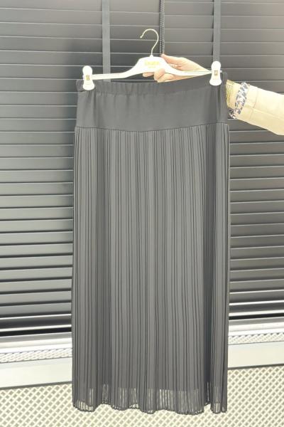 Şifon Pliseli Etek  Siyah