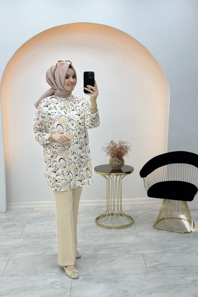 Ege Desenli Gömlek Sütlü Kahve