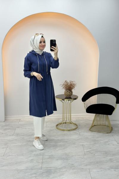 Beli Büzgülü Kap Lacivert