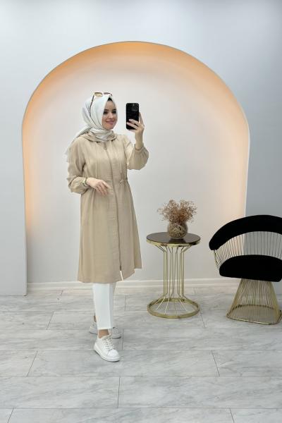 Beli Büzgülü Kap Krem