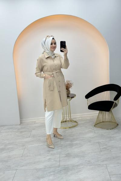 Beli Bağlamalı Kap Krem