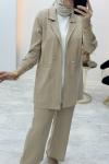 İpek Qupra Blazer Takım Krem