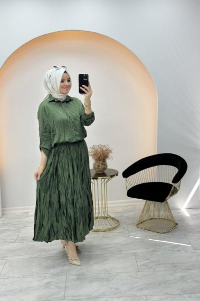 Kraş Saten Takım Haki