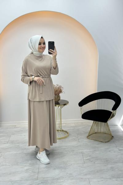 Merwish Bambu Etek Takım Bej