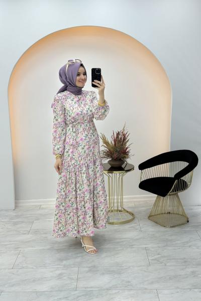 Merwish Sümbül Elbise Lila