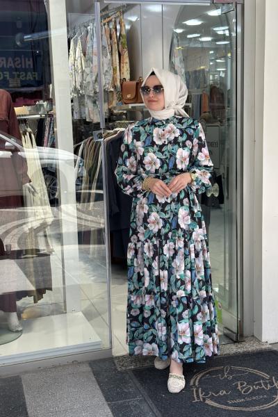 Merwish Jasmin Elbise Siyah Yasemin