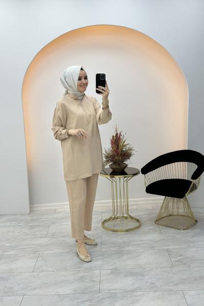 Marcha Fermuar Takım Krem