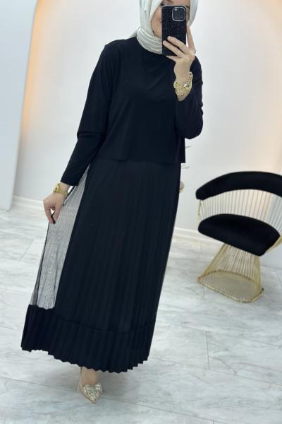 Pilisole Tüllü Elbise Siyah