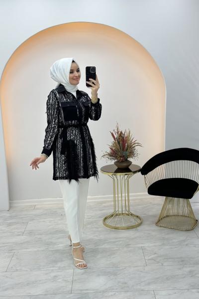 Selinada Tasarım Süslü Kap Siyah