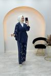 Taş Detaylı Kimona Takım Lacivert