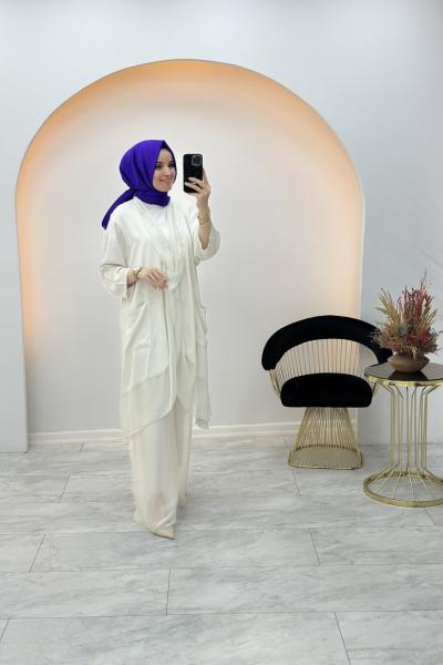 Şifon Özel Tasarım Takım Ekru