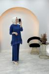 Gizem Şifon Detaylı Pantolon Takım Mavi