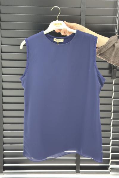 Efraze Önü Şifon Detaylı Tunik Lacivert