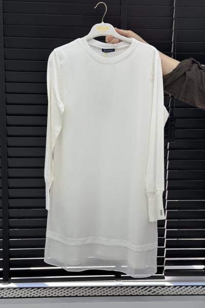 Efraze Uzun Kollu İçlik Beyaz