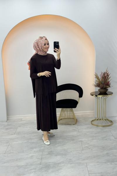 Melina Tunik Takım Kahverengi