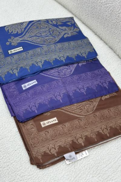 Siyane Etnik Desen Şal Mavi Geçişli