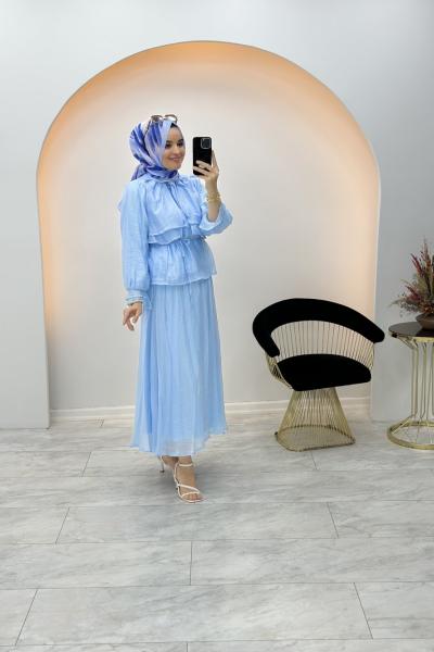 Efil Etekli Takım Bebe Mavisi