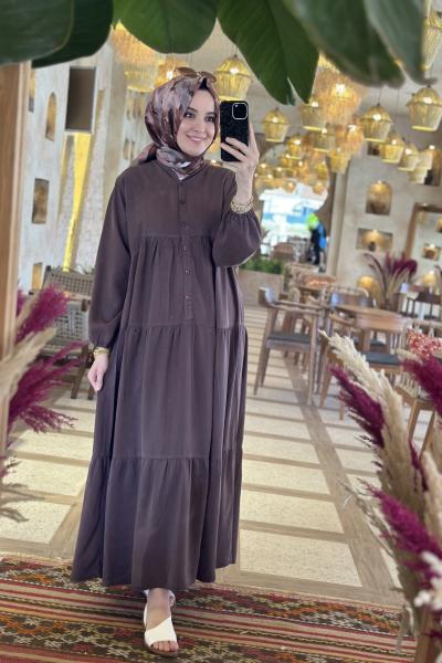 Çiğdem Tensel Elbise Kahverengi