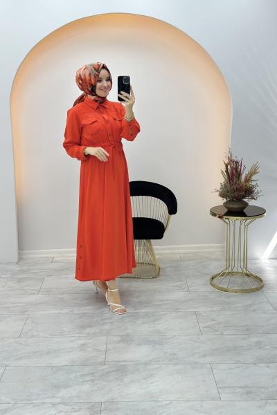 Ayrobin Elbise Turuncu