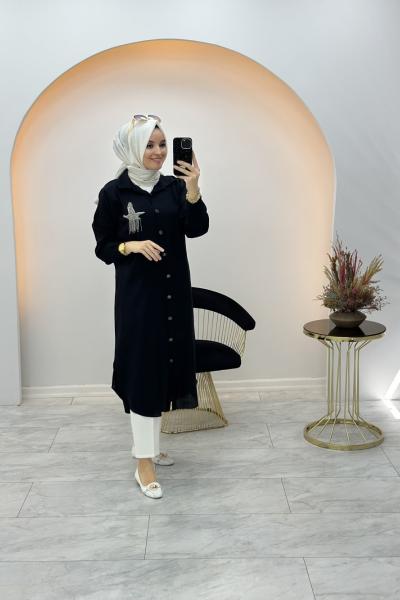 Kuş Detaylı Gömlek Siyah