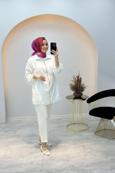 Lazer Kesim Kap Beyaz