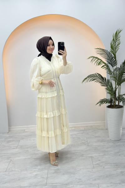 Alânur Elbise Krem