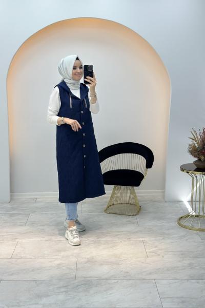 Kapitone Yelek Lacivert