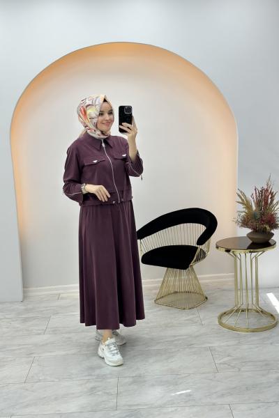 Marcha Özge Etekli Takım Mürdüm