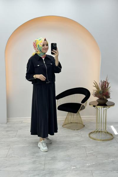 Marcha Özge Etekli Takım Siyah