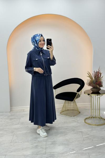 Marcha Özge Etekli Takım Lacivert