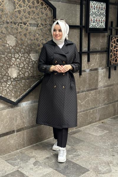 Kapitone Trenç Siyah