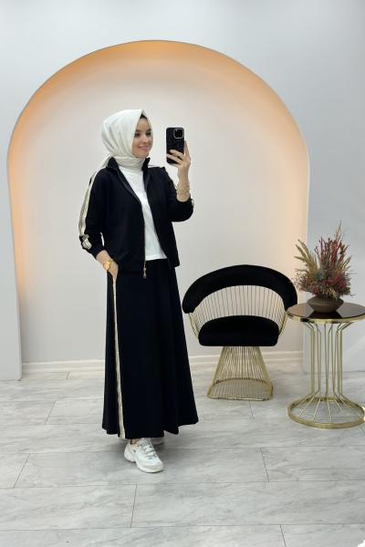 Doğa Üçlü Etekli Takım Siyah