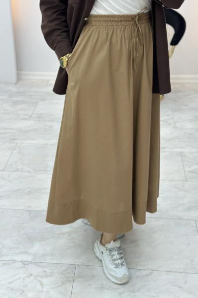 Poplin Basic Etek Camel