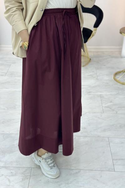 Poplin Basic Etek Bordo