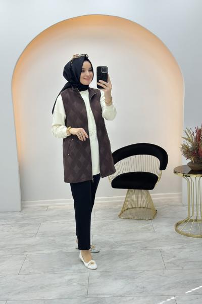 Eslem İthal Yelek Kahverengi