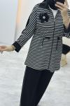 Aysima Çizgili Takım Siyah