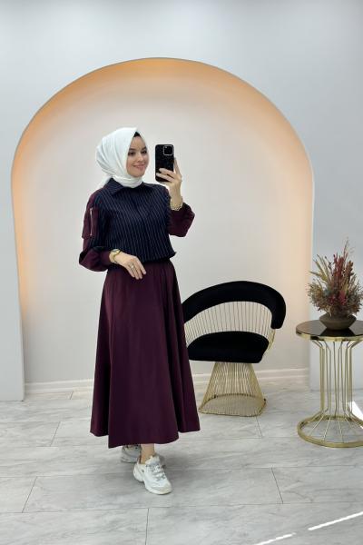 Buğlem Etekli Takım Bordo