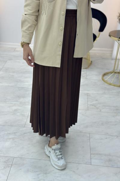 Lamazi Krep Etek Kahverengi