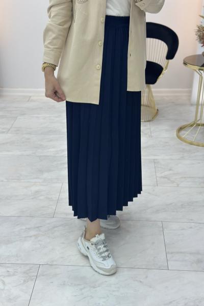 Lamazi Krep Etek  Lacivert