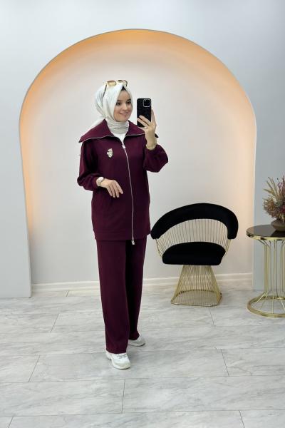 Fitilli İkili Takım Bordo